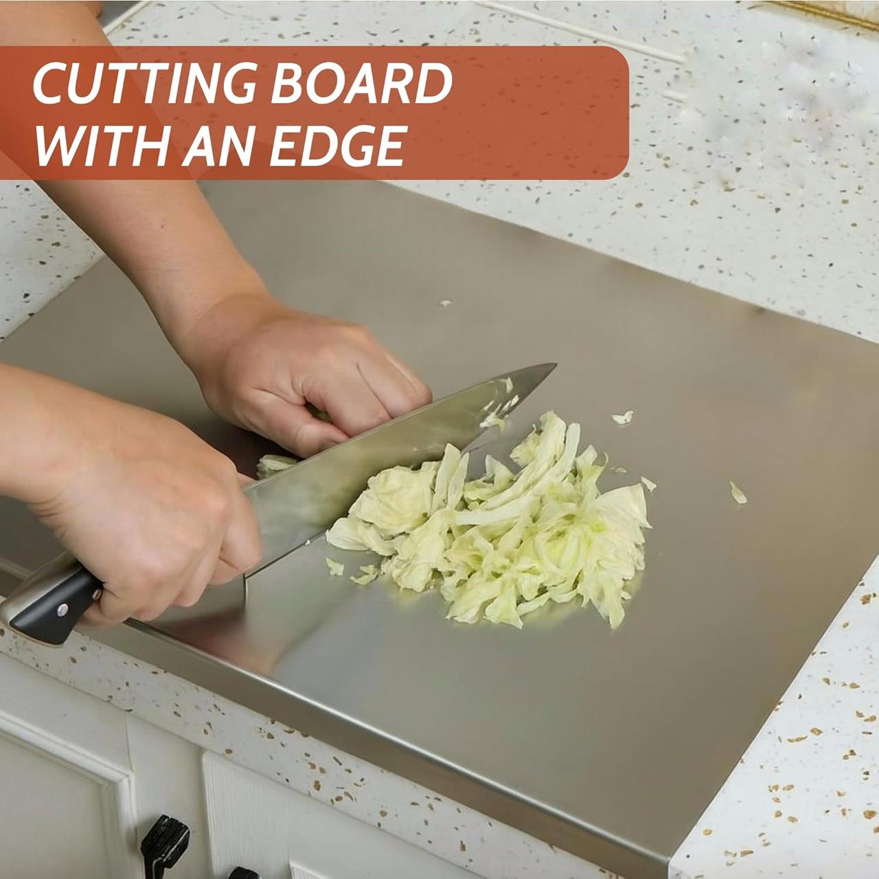 stainless steel chopping board with curve edge